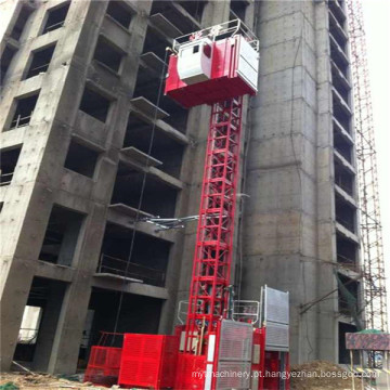 Elevador da construção, grua elétrica da construção da gaiola dobro para a venda